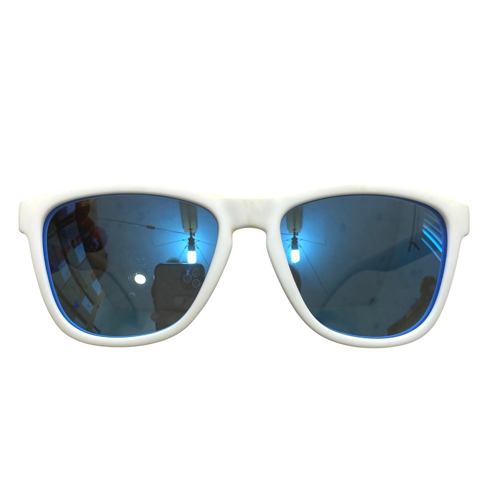 Goodr Iced by Yetis Sunglasses Unisex OS White Blue Mirrored Polarized OG
